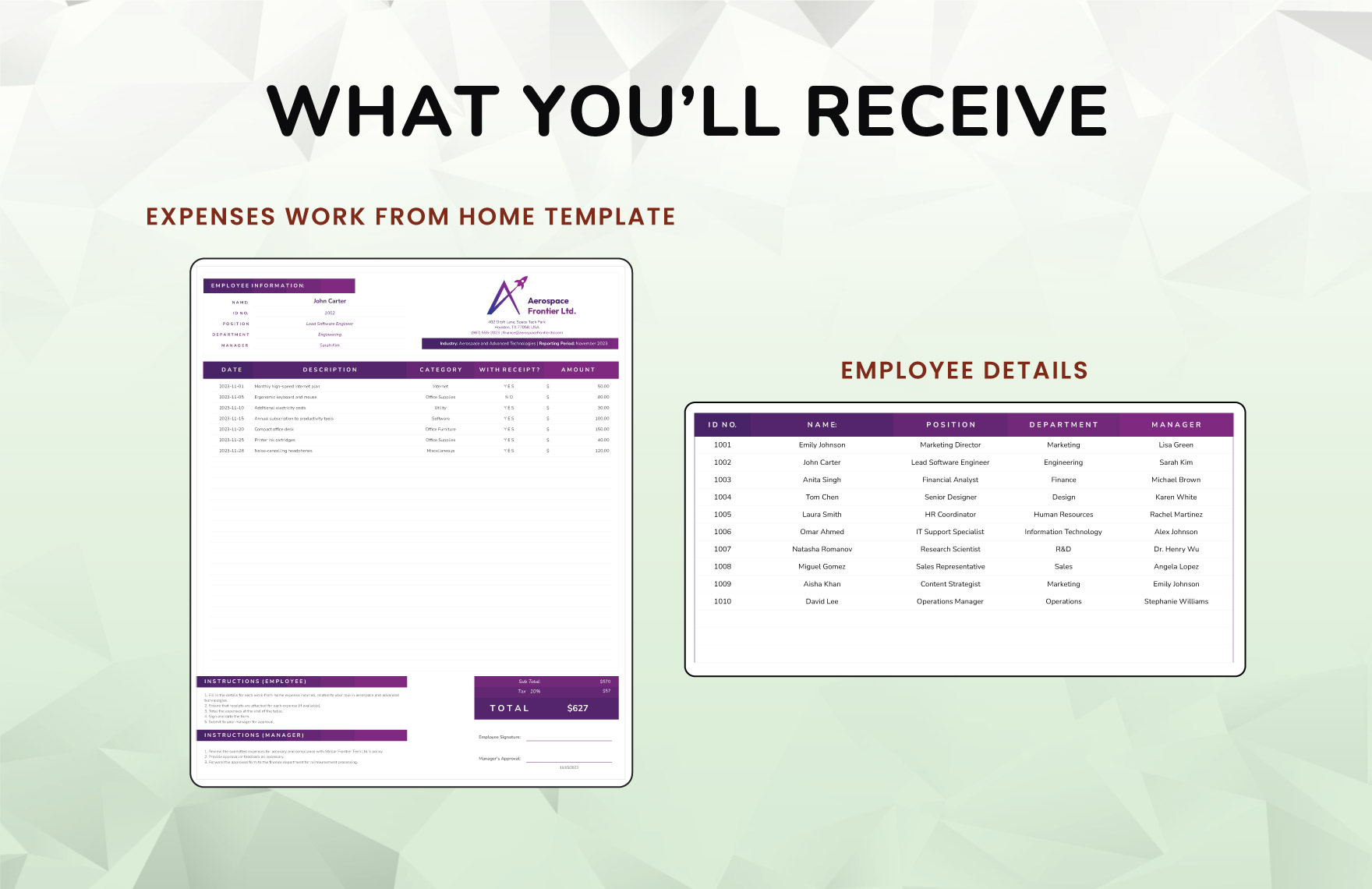 Expenses Work from Home Template