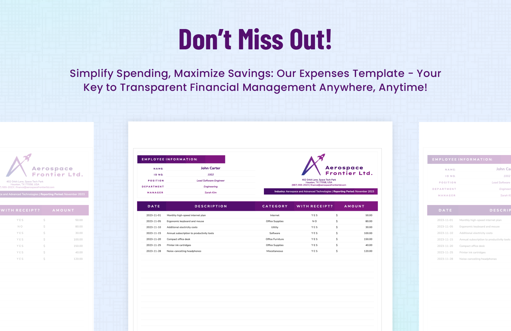 Expenses Work from Home Template