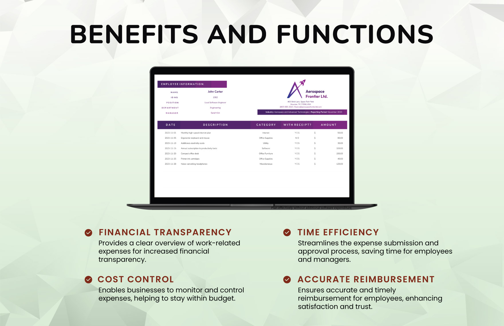 Expenses Work from Home Template