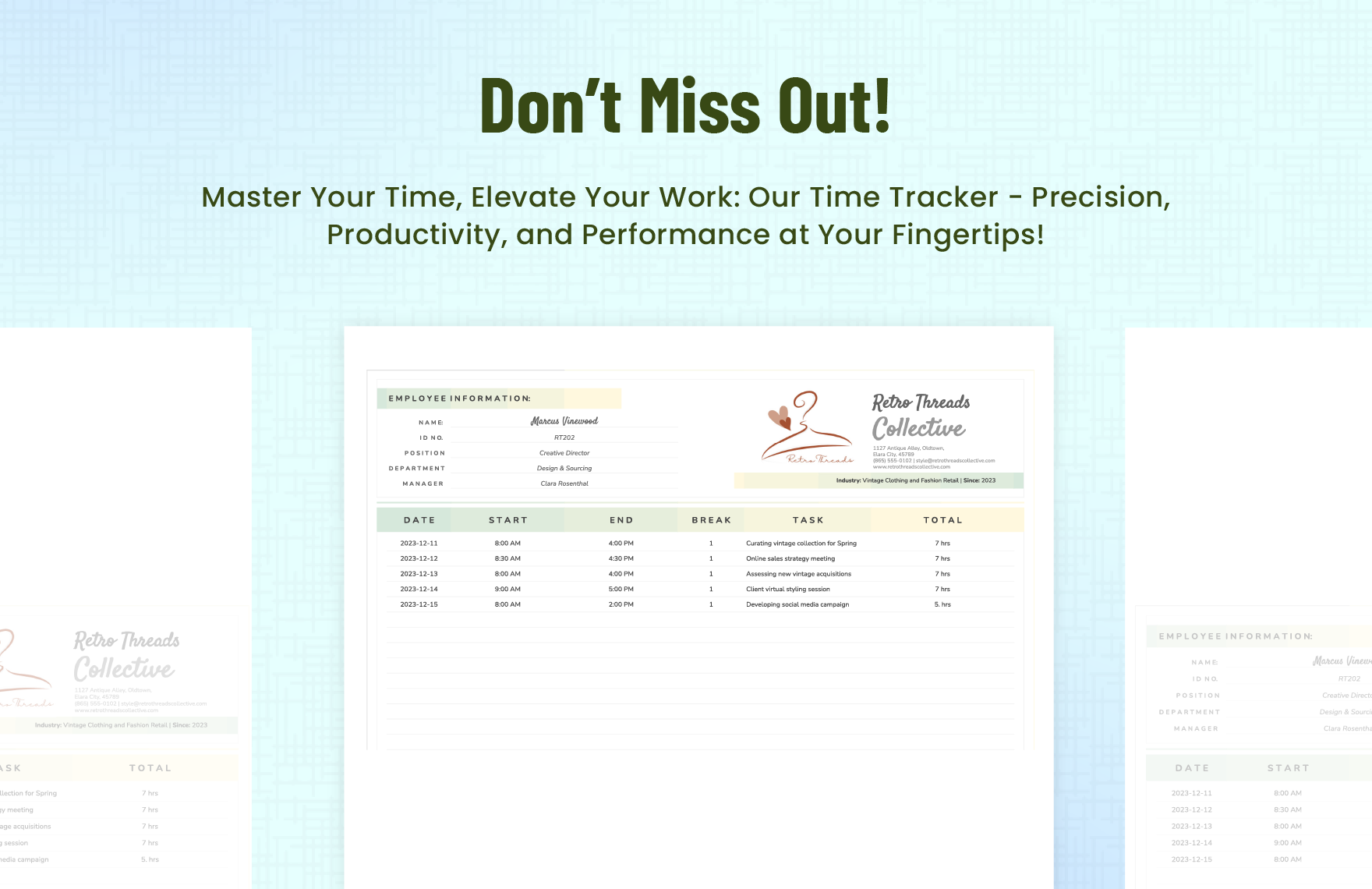 Work from Home Time Tracker Template