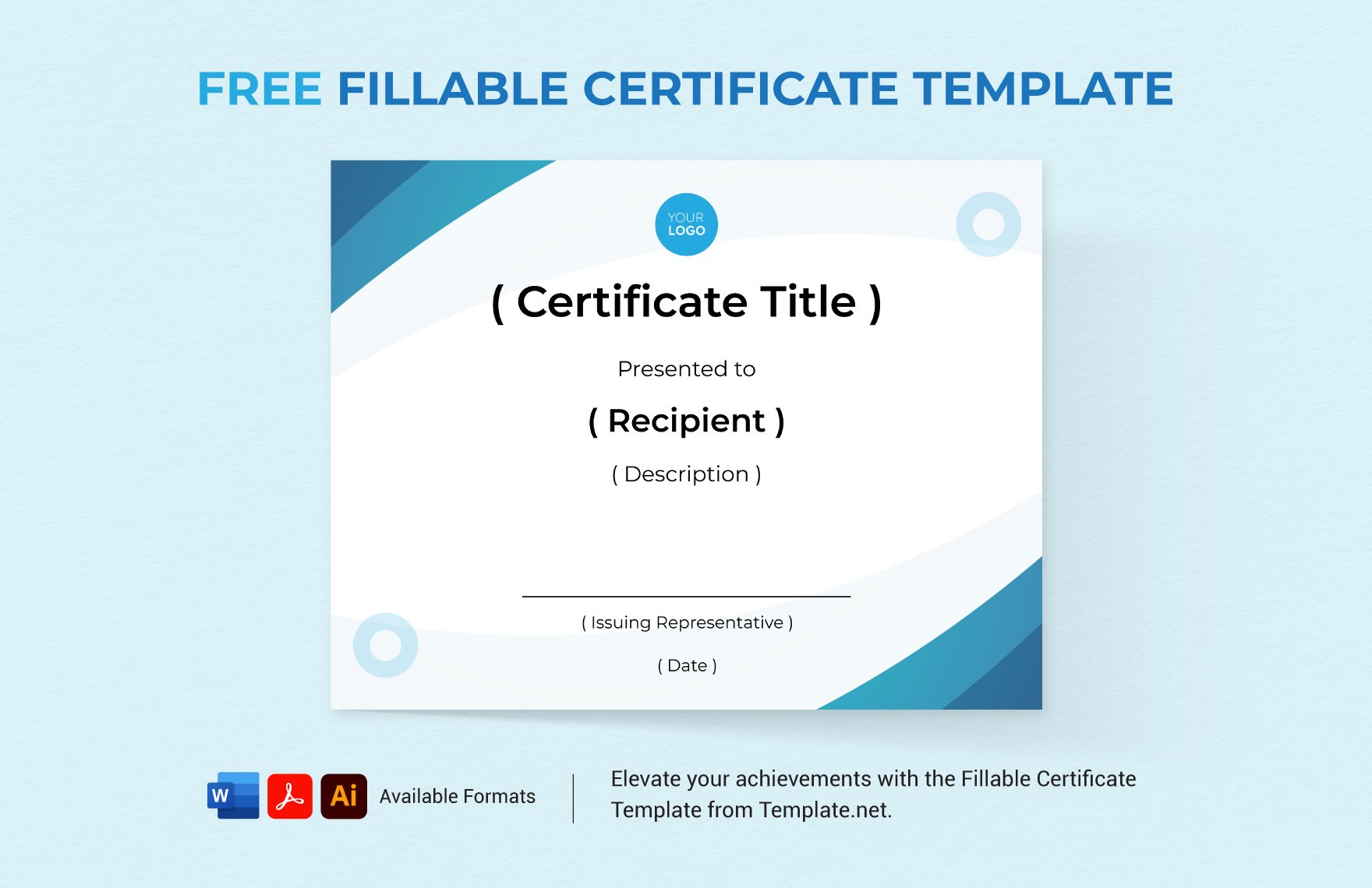 Fillable Certificate Template