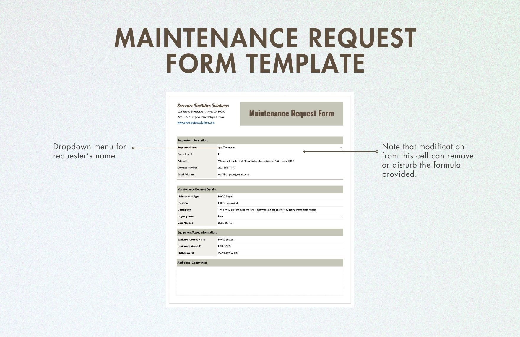 Maintenance Request Form Template