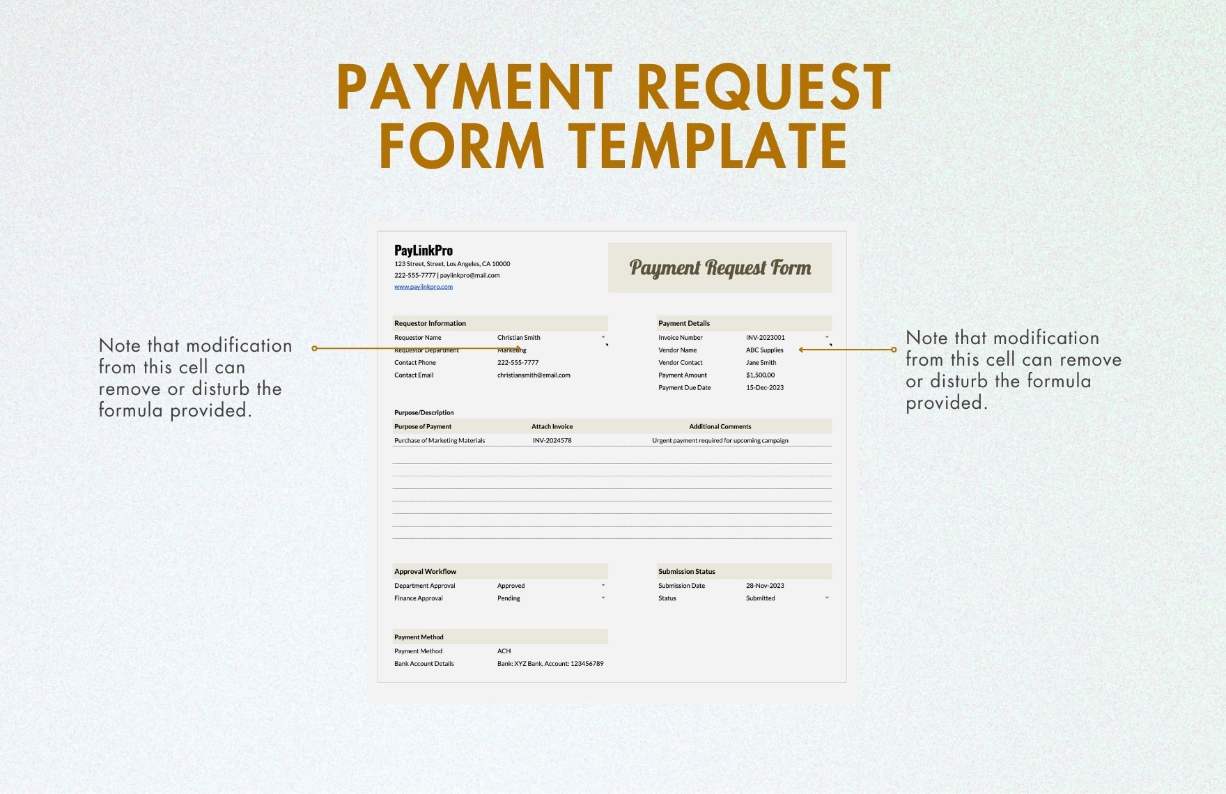 Payment Request Form Template In Excel Google Sheets Download