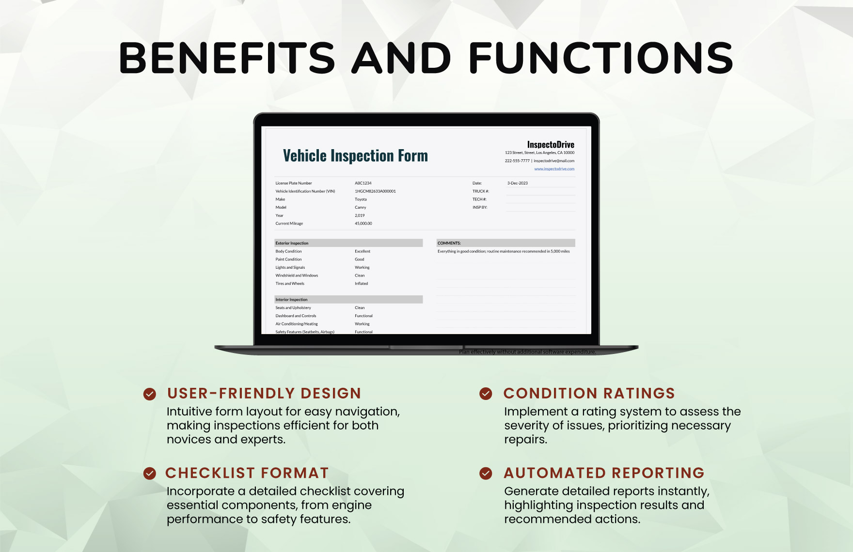 Vehicle Inspection Form Template