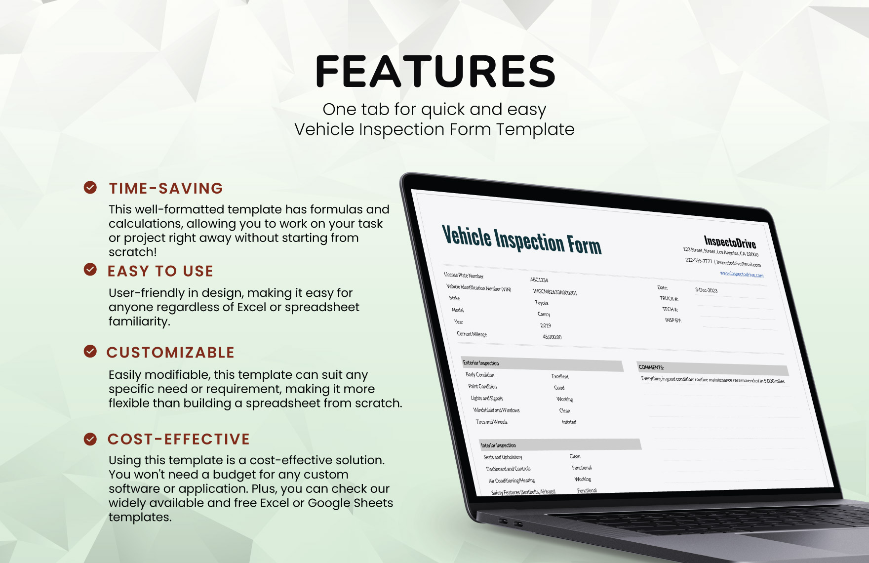 Vehicle Inspection Form Template