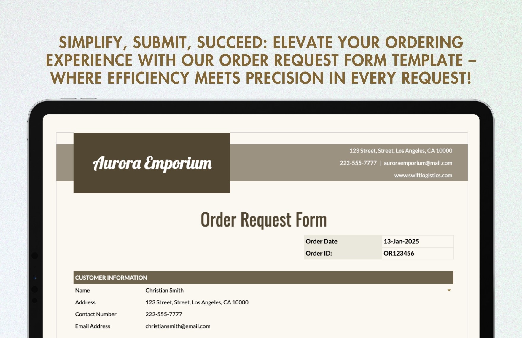 Order Request Form Template
