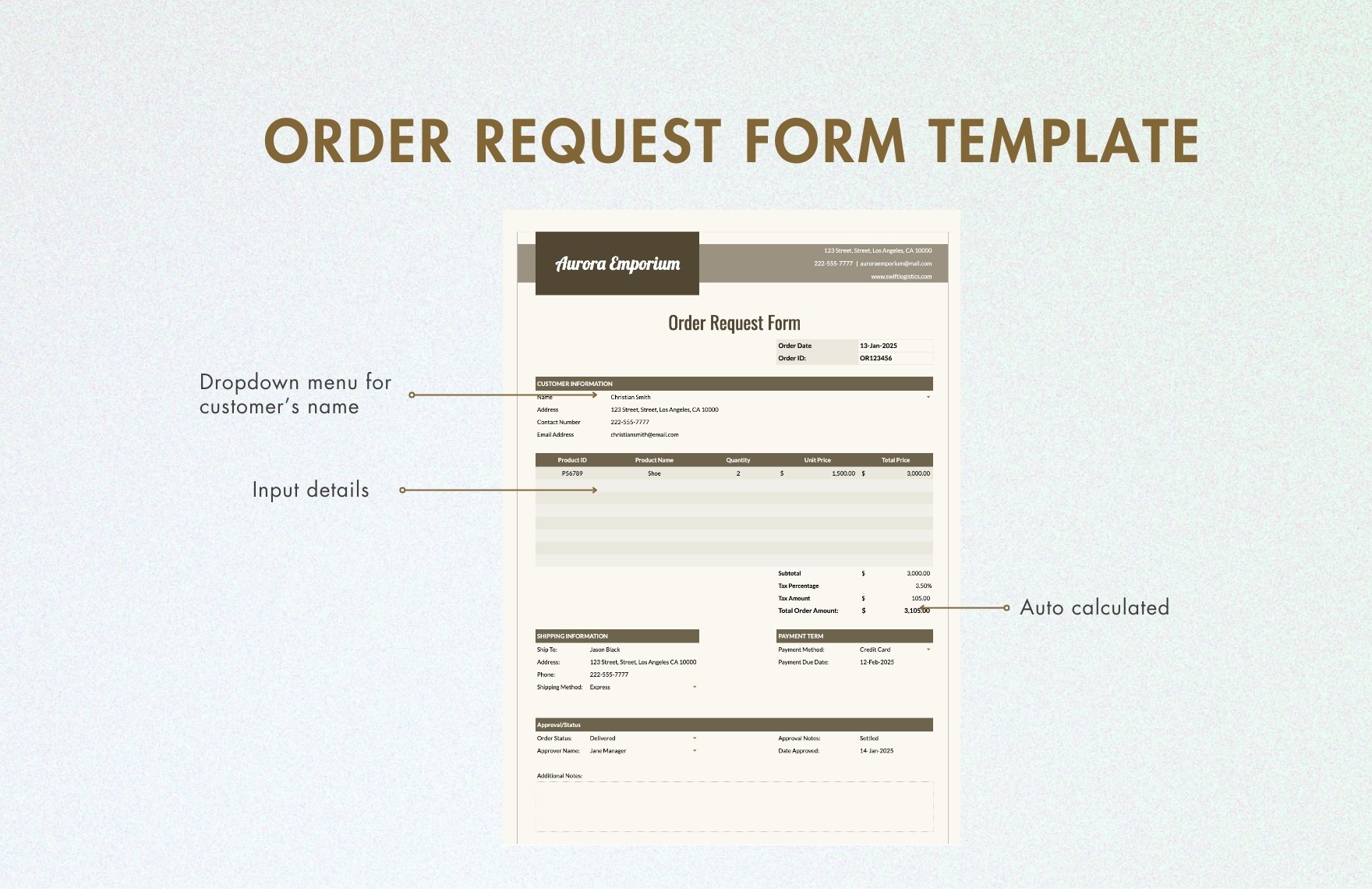 Order Request Form Template