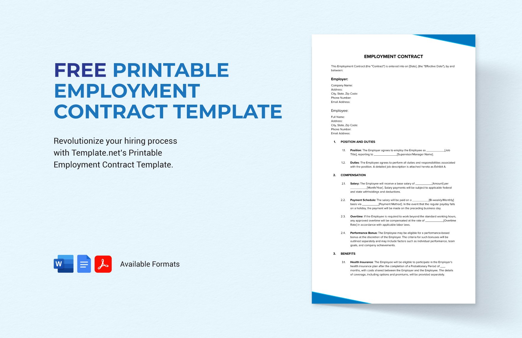 Printable Employment Contract Template