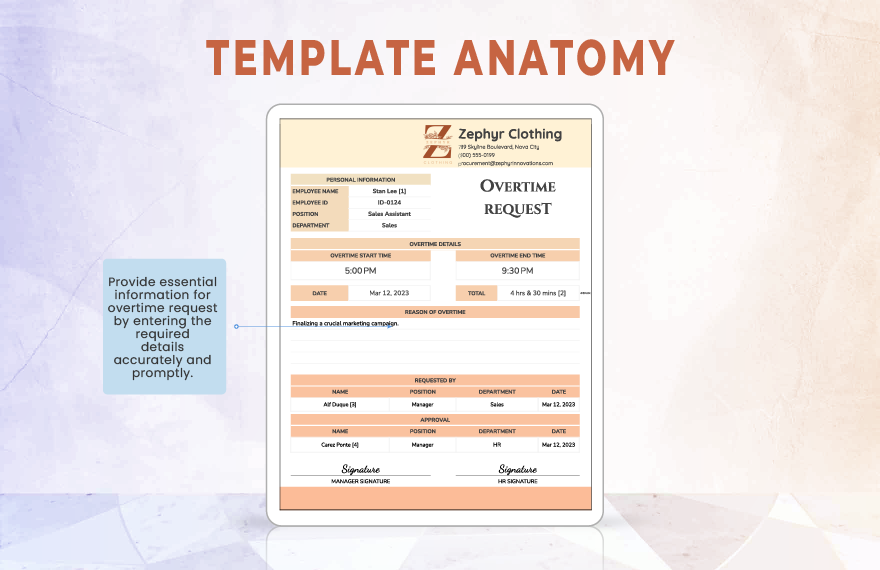 Overtime Form Template