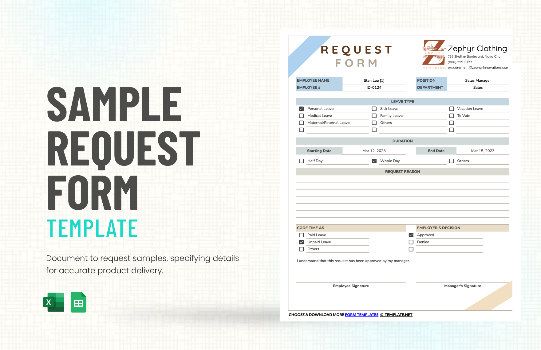 Free Sample Request Form Template in Excel, Google Sheets