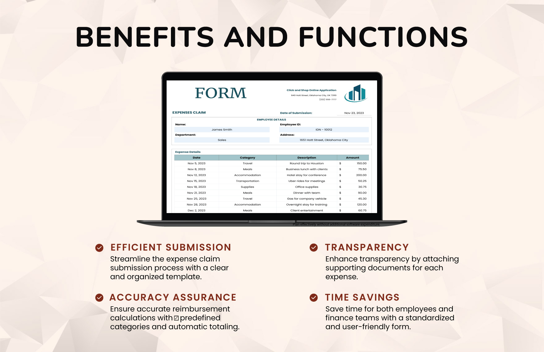 Expenses Claim Form Template
