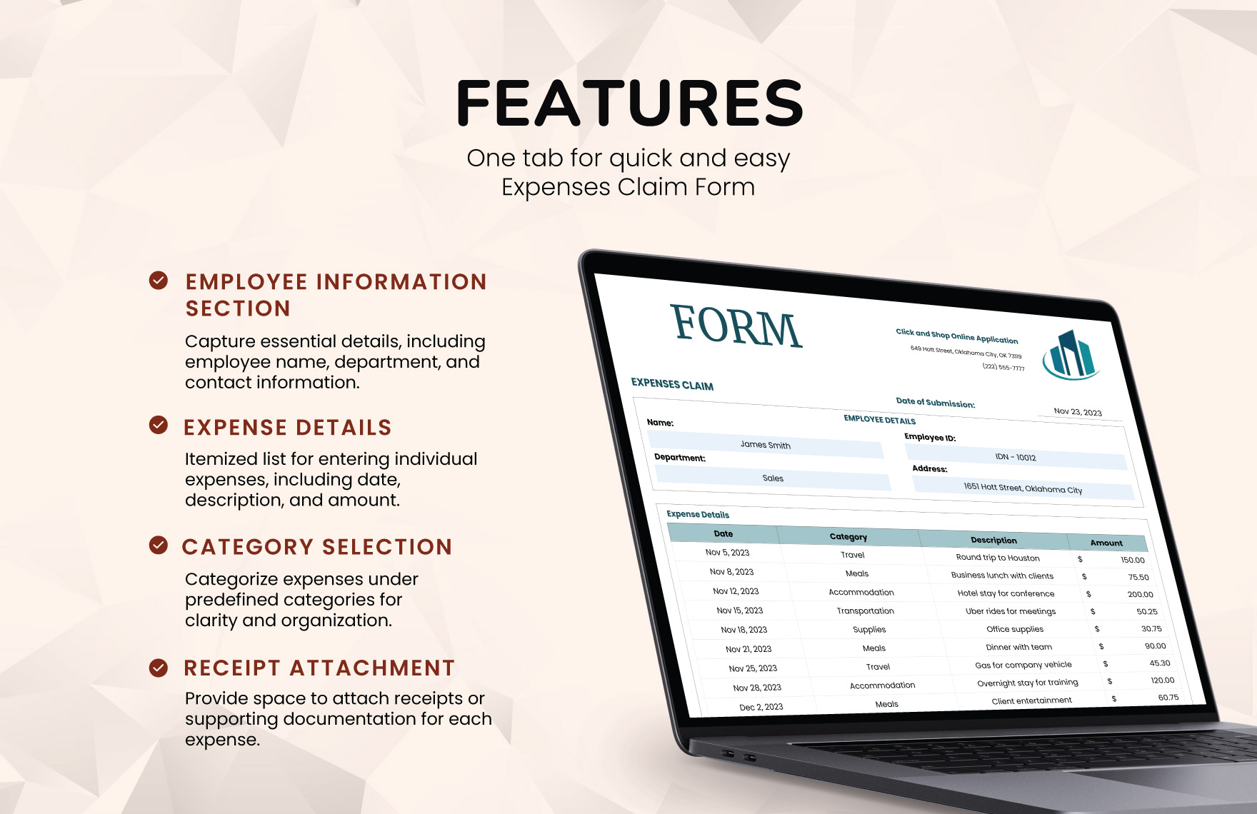 Expenses Claim Form Template