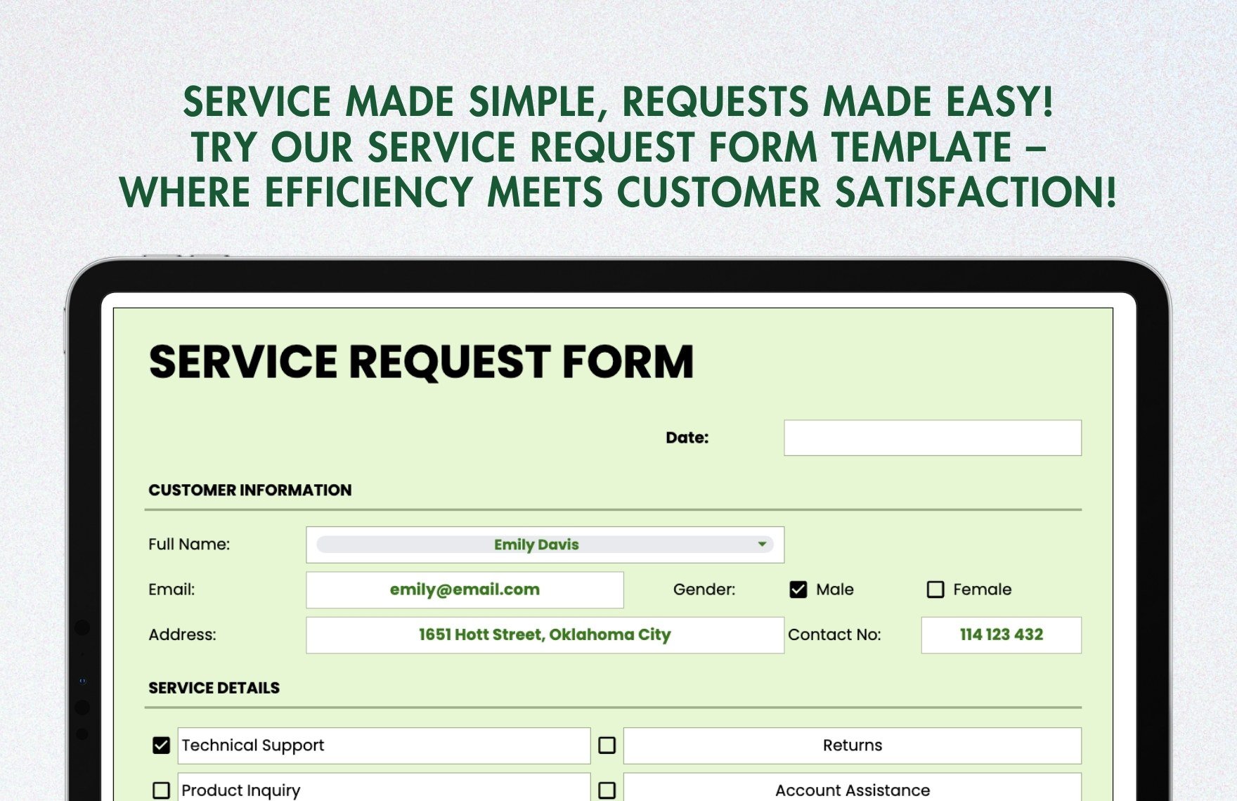 Service Request Form Template