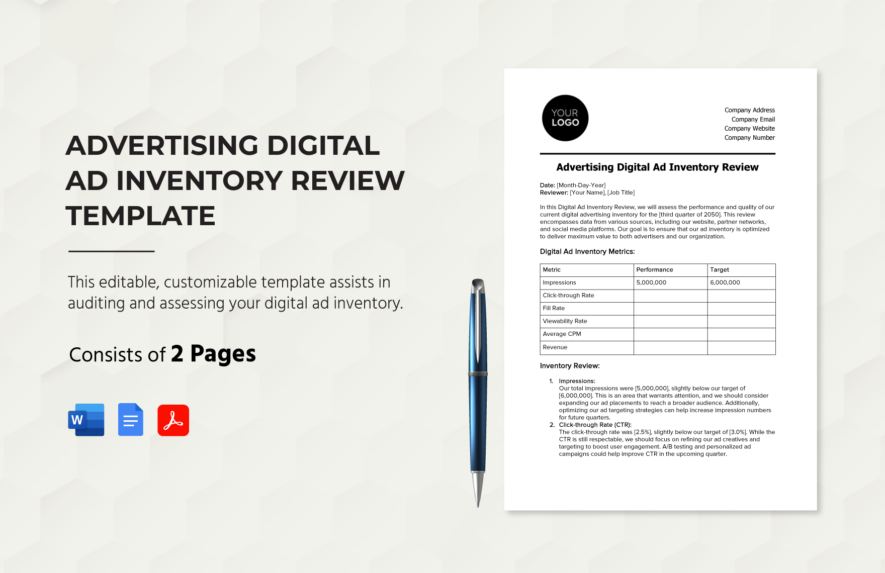 Advertising Digital Ad Inventory Review Template