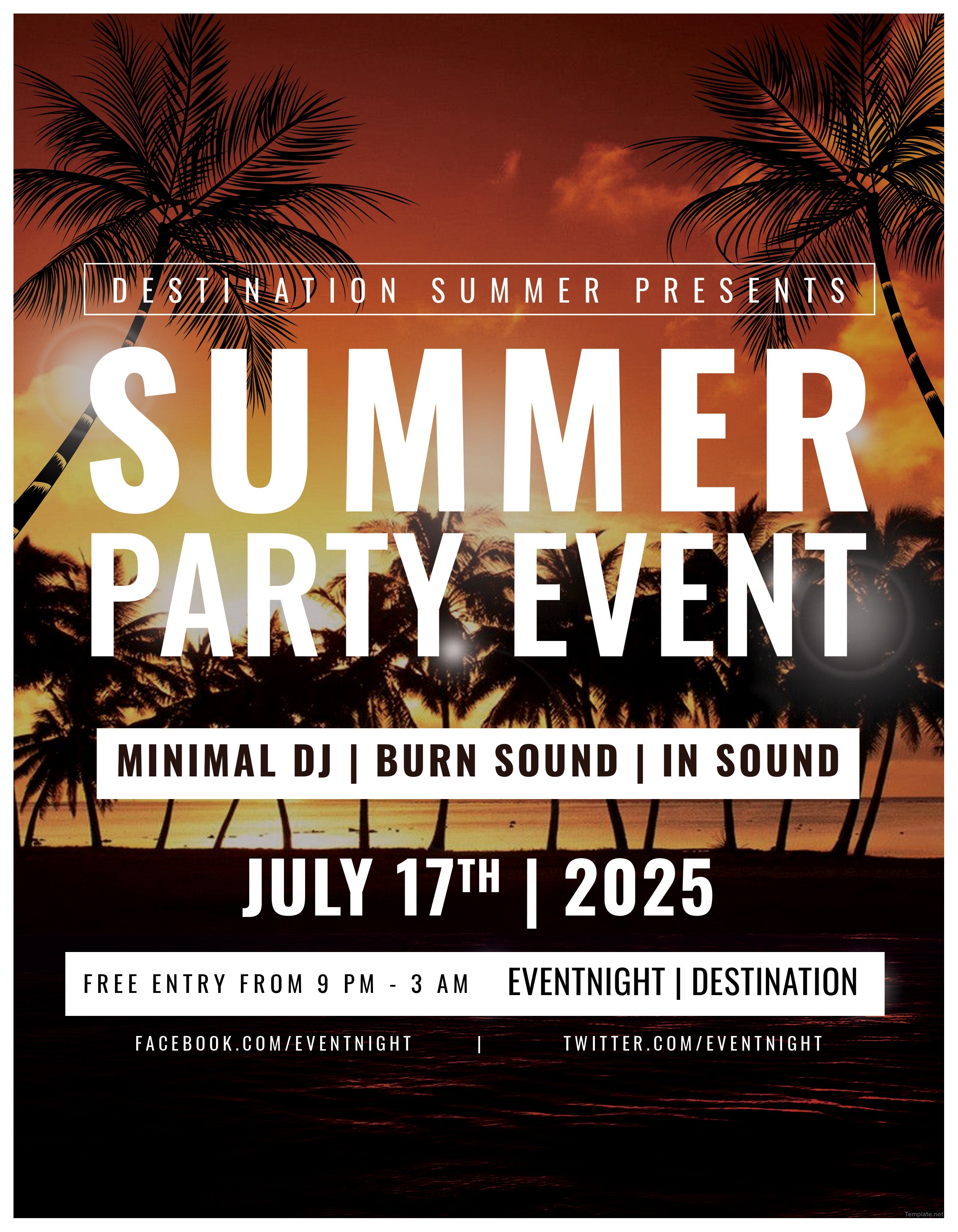 Free Summer Party Event Template in Adobe Illustrator