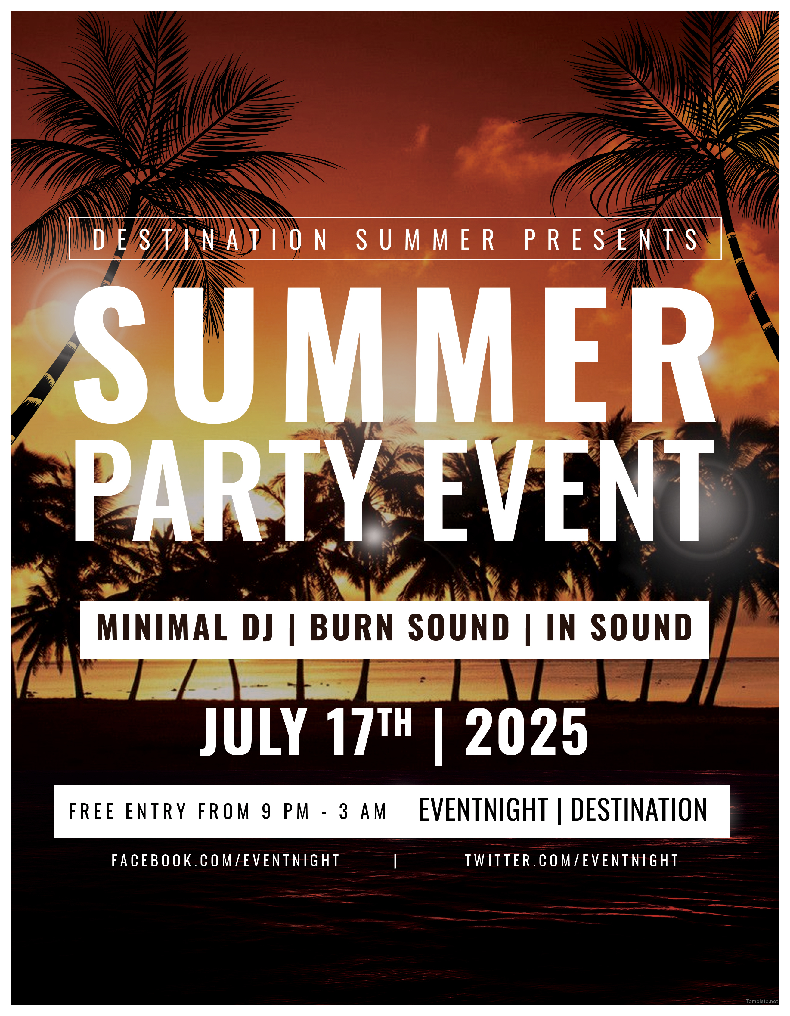 Free Summer Party Event Template In Adobe Photoshop Illustrator 