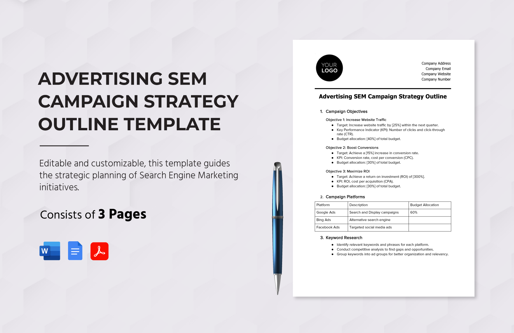 Advertising SEM Campaign Strategy Outline Template