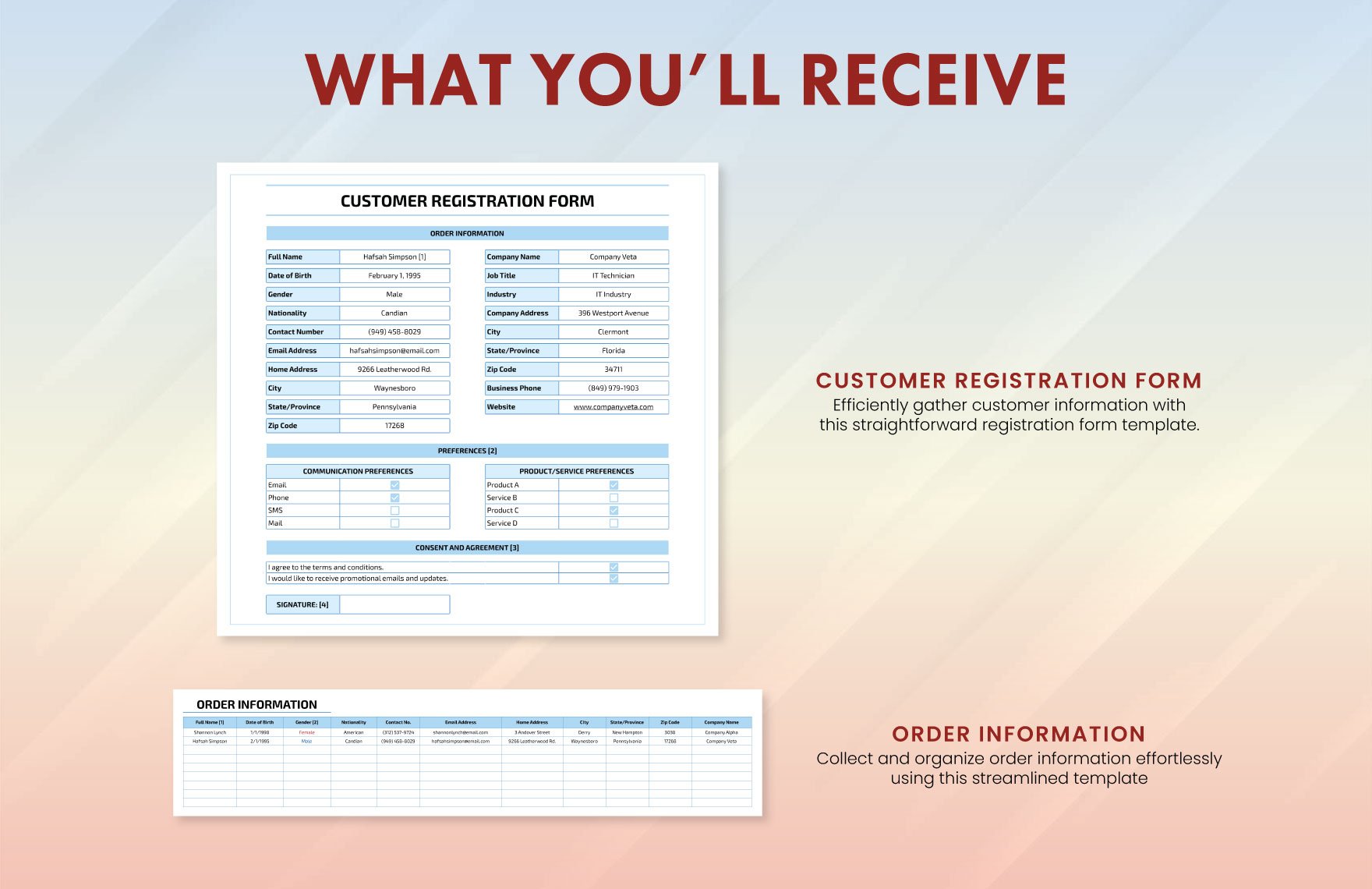 Customer Registration Form Template
