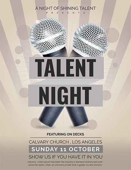 free talent show flyer template 1x