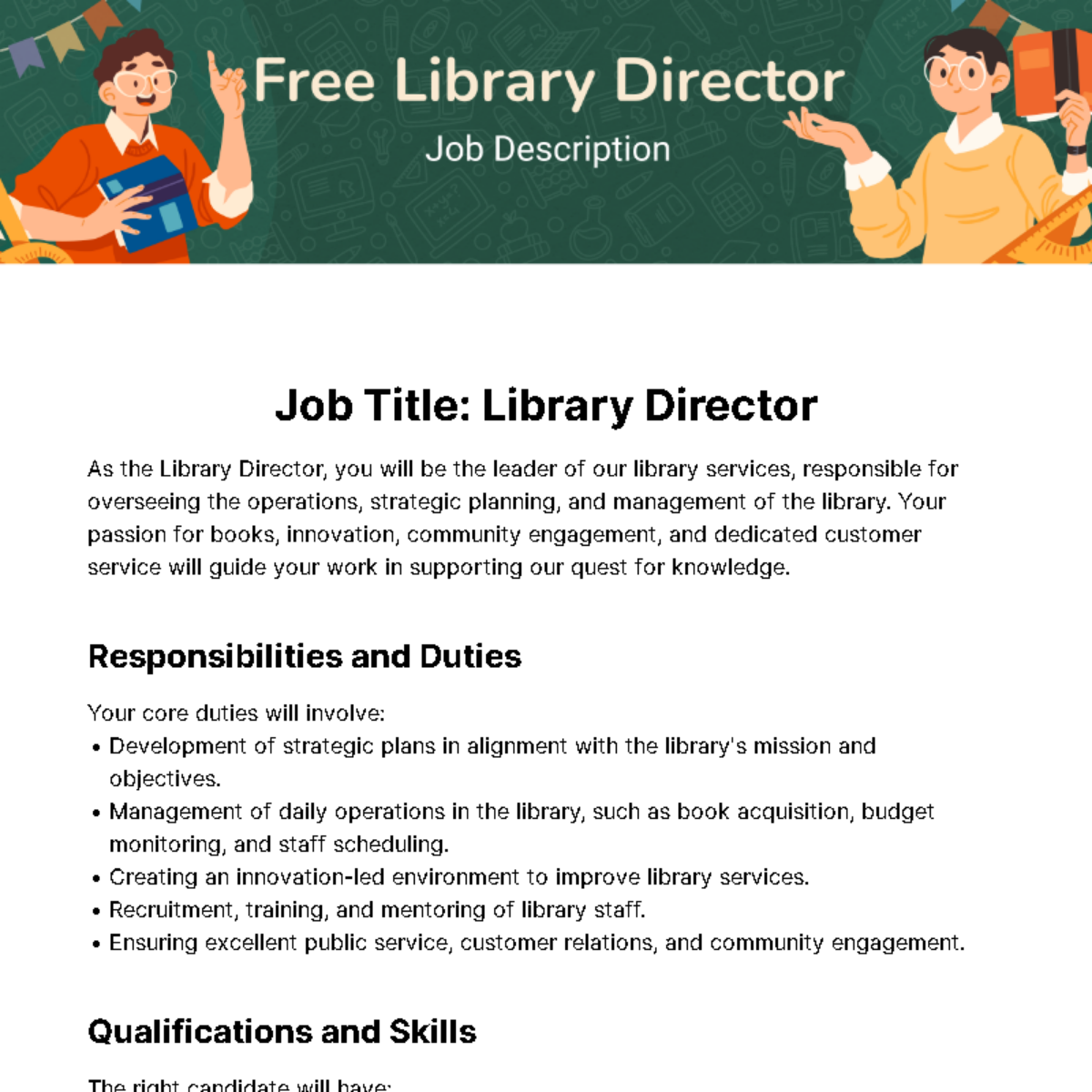 Library Director Job Description Template