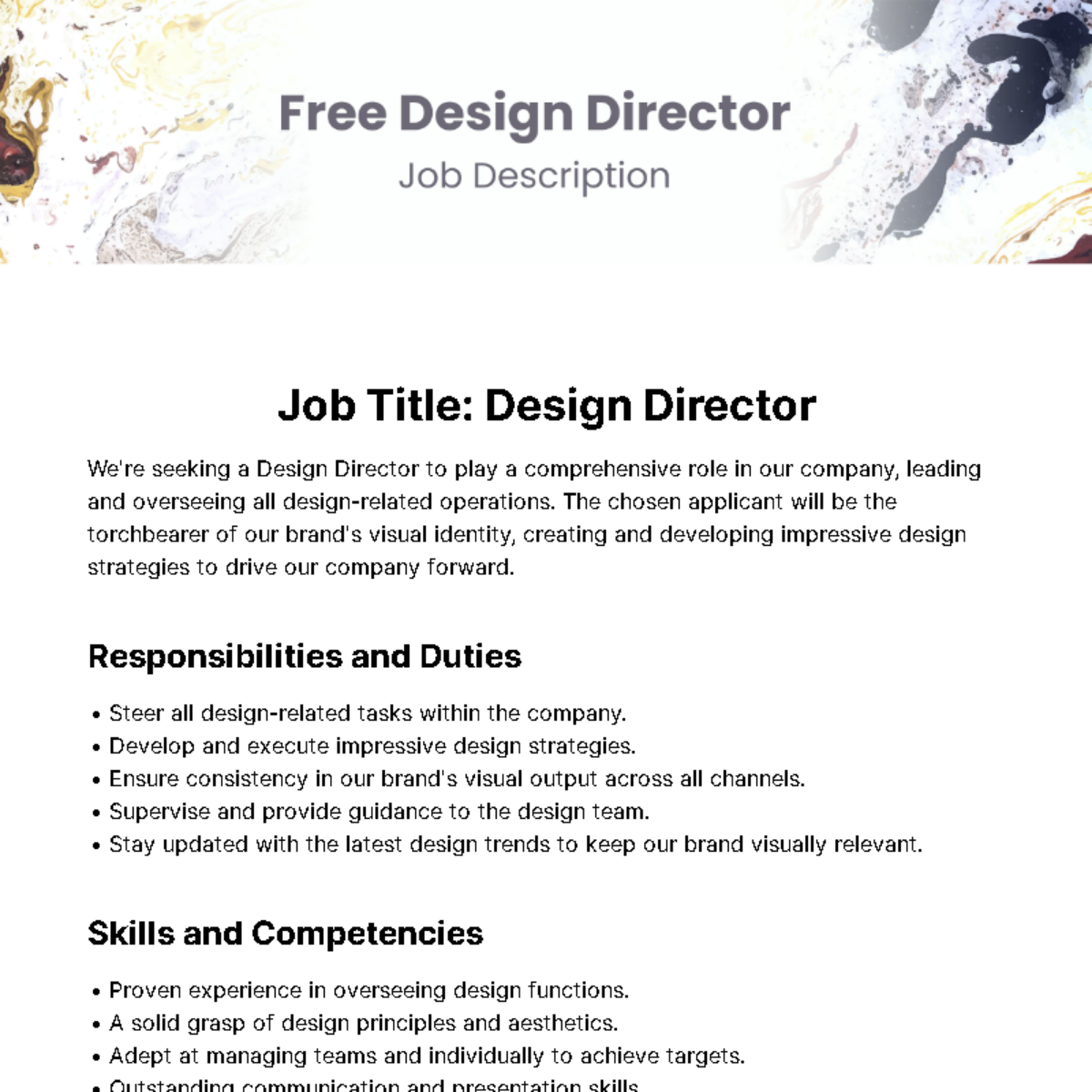 Design Director Job Description Template