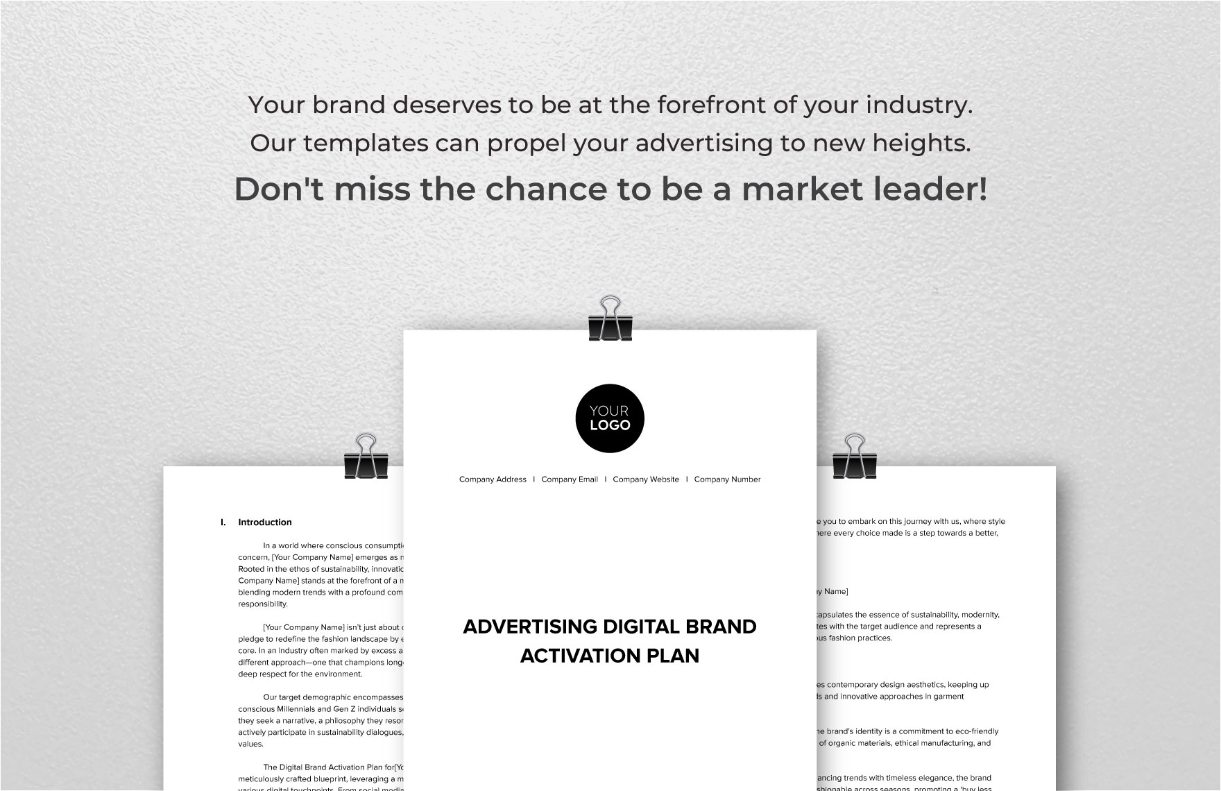 Advertising Digital Brand Activation Plan Template