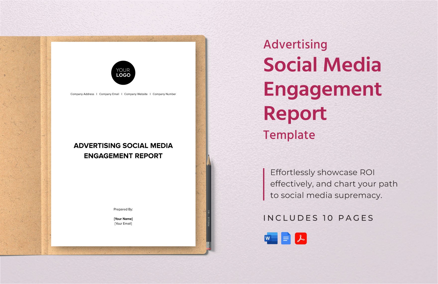 Advertising Social Media Engagement Report Template