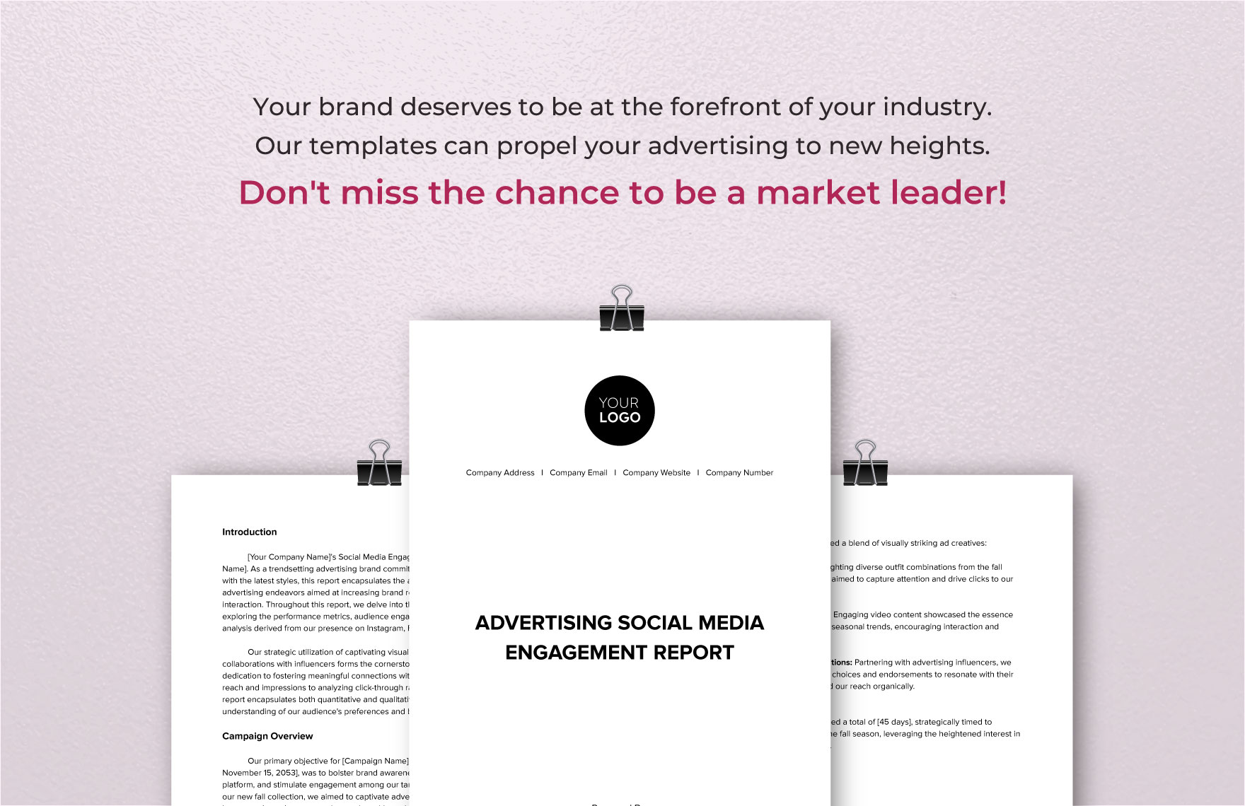 Advertising Social Media Engagement Report Template
