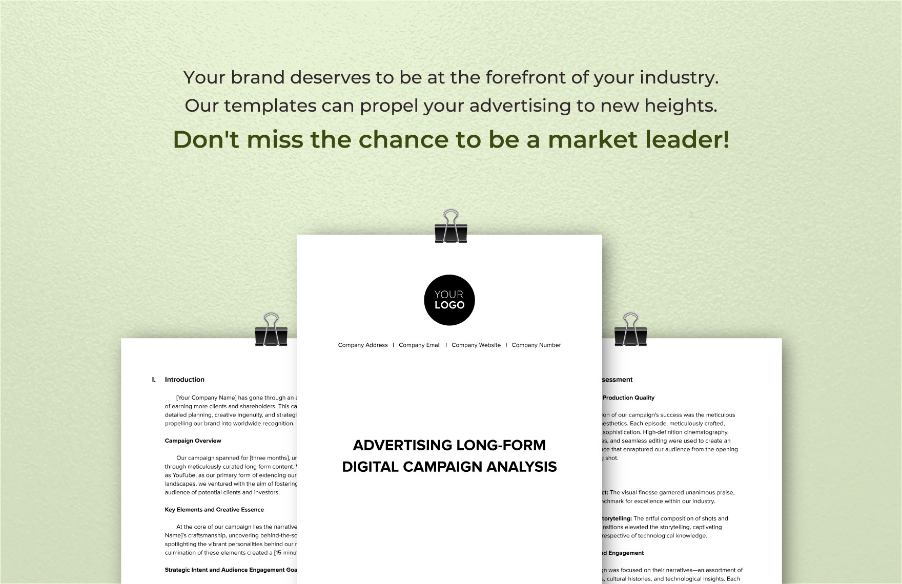 Advertising Long-Form Digital Campaign Analysis Template