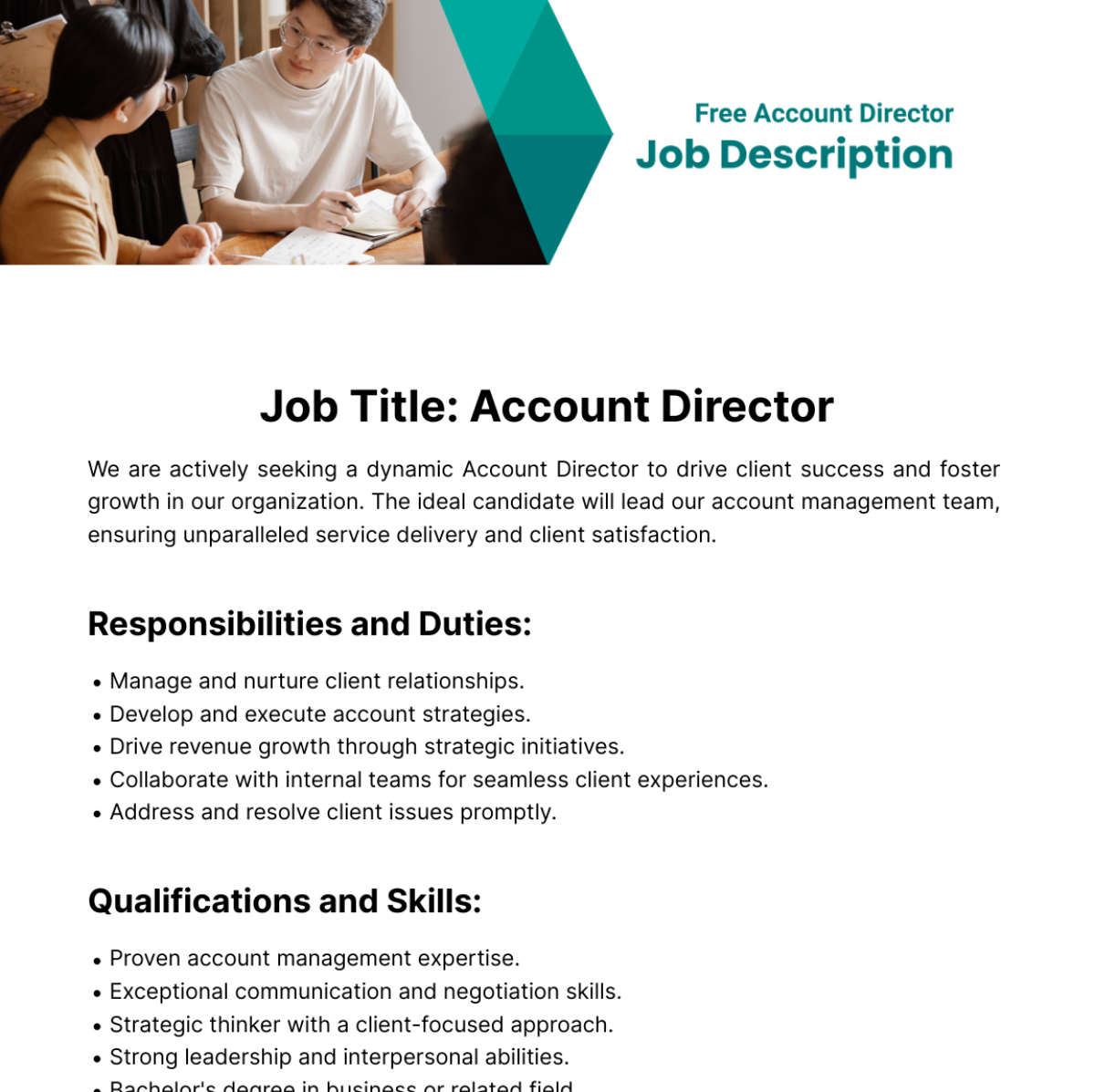 Account Director Job Description Template