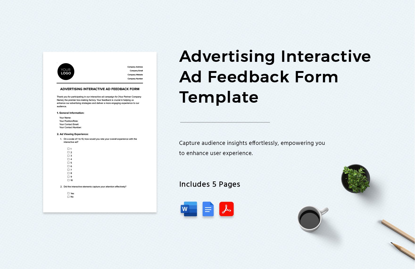 Advertising Interactive Ad Feedback Form Template in Word, Google Docs, PDF