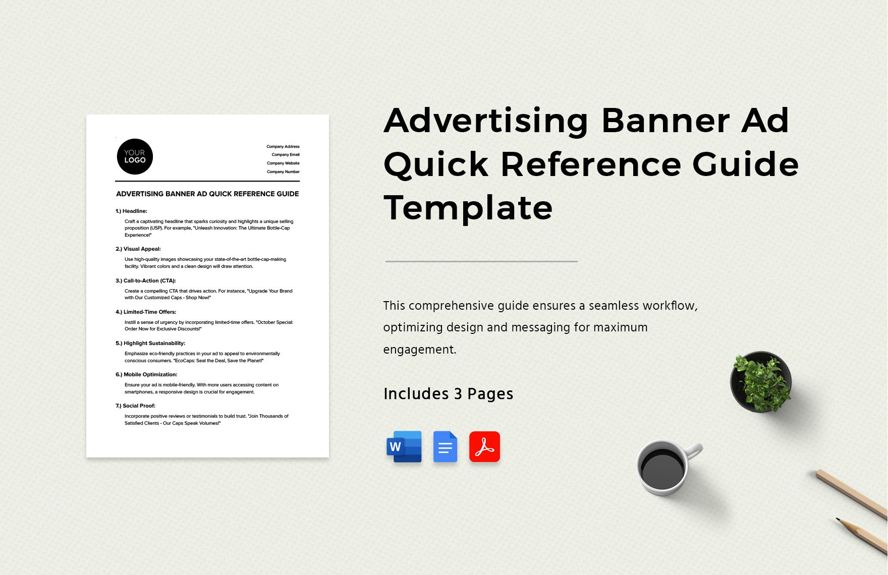 Advertising Banner Ad Quick Reference Guide Template in Word, Google Docs, PDF