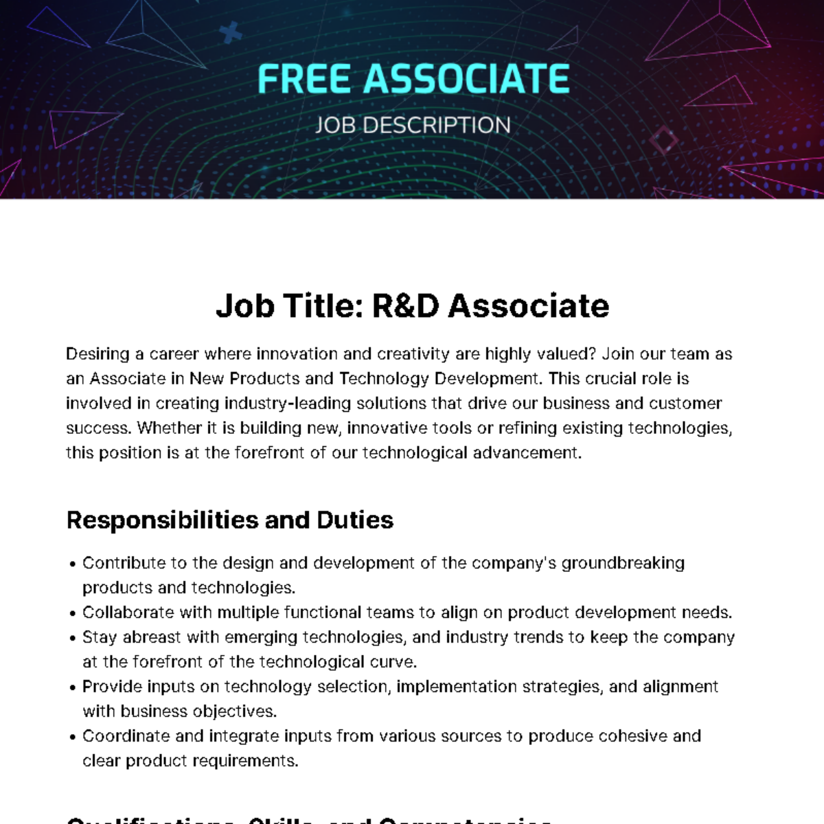 FREE Associate Job Description Templates Examples Edit Online 