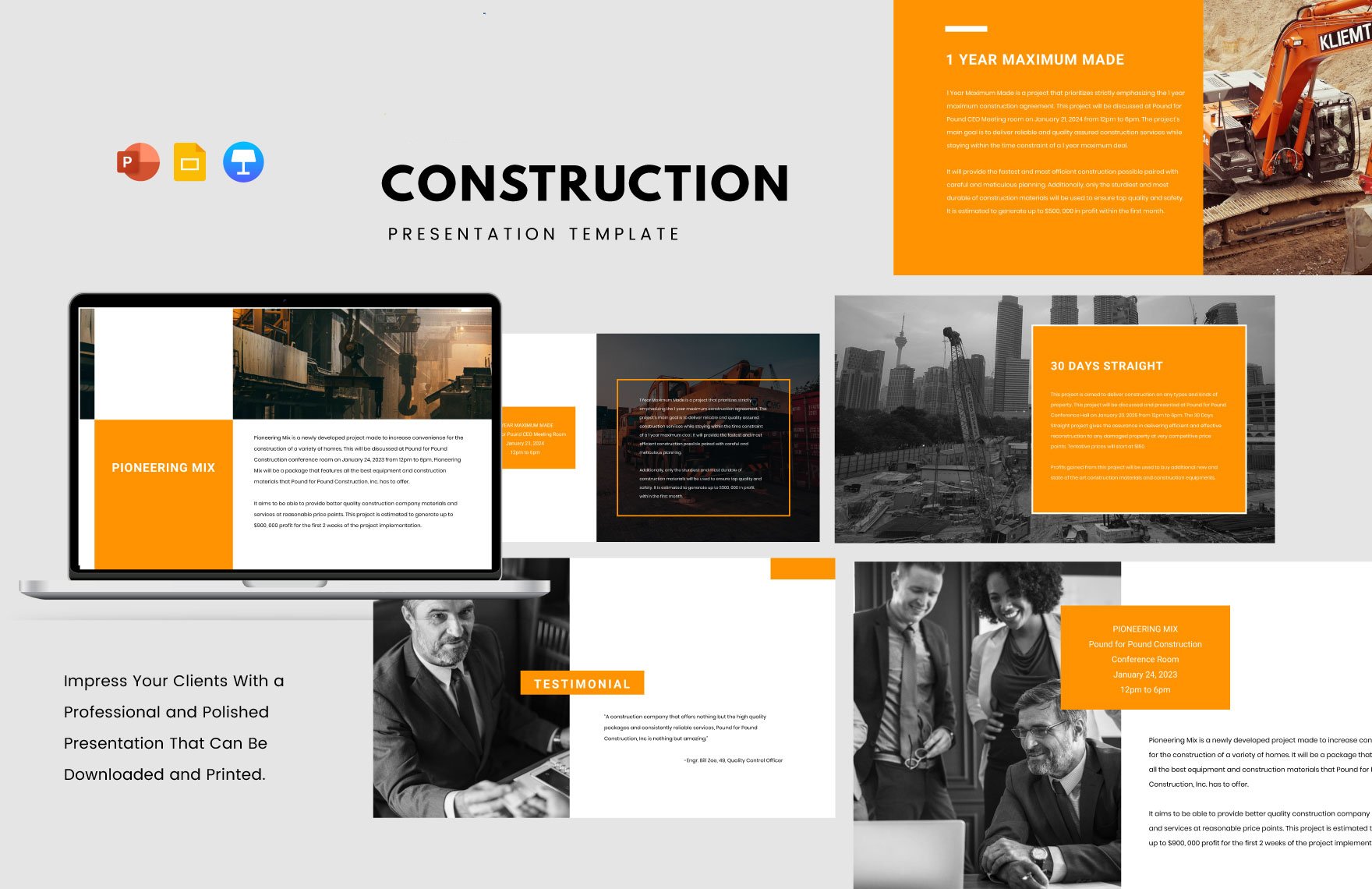 Construction Template in PowerPoint, Google Slides, Apple Keynote