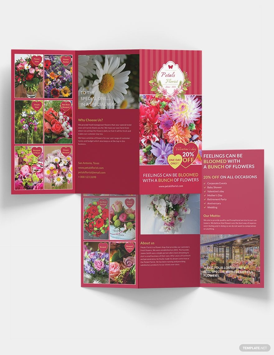 Flower Shop Tri-Fold Brochure Template