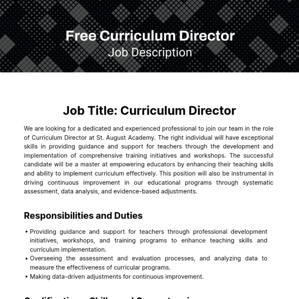 Curriculum Director Job Description Template