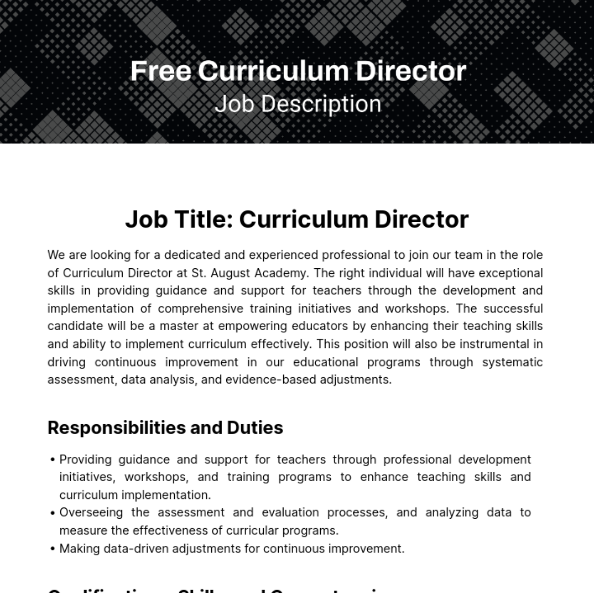 Curriculum Director Job Description