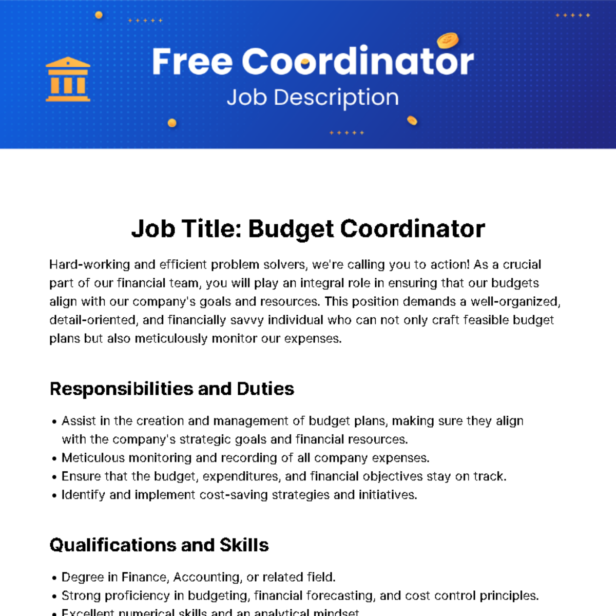 Coordinator Job Description Template