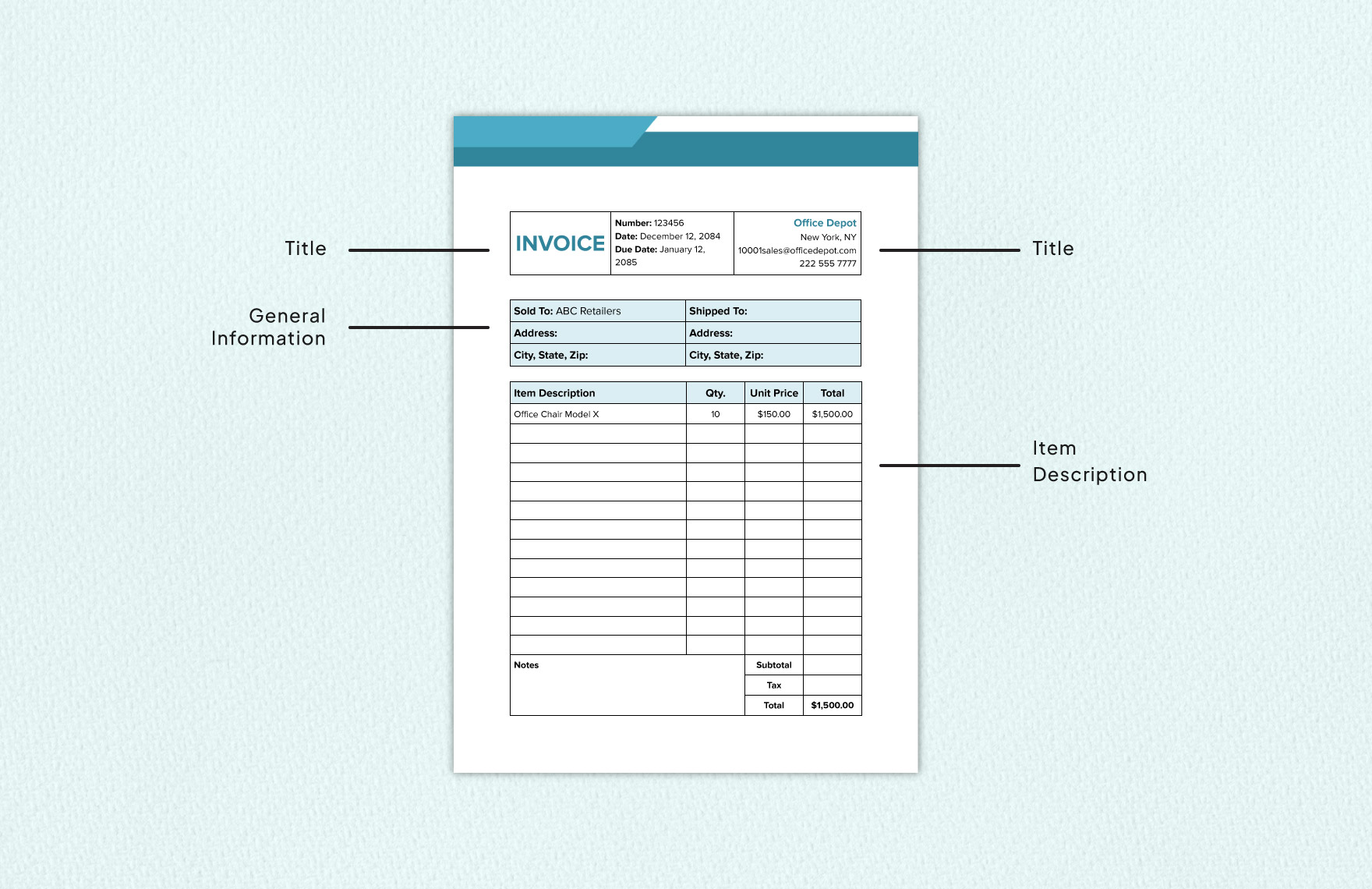 Office Depot Invoice Template in Word, PDF, Google Docs, Pages Download