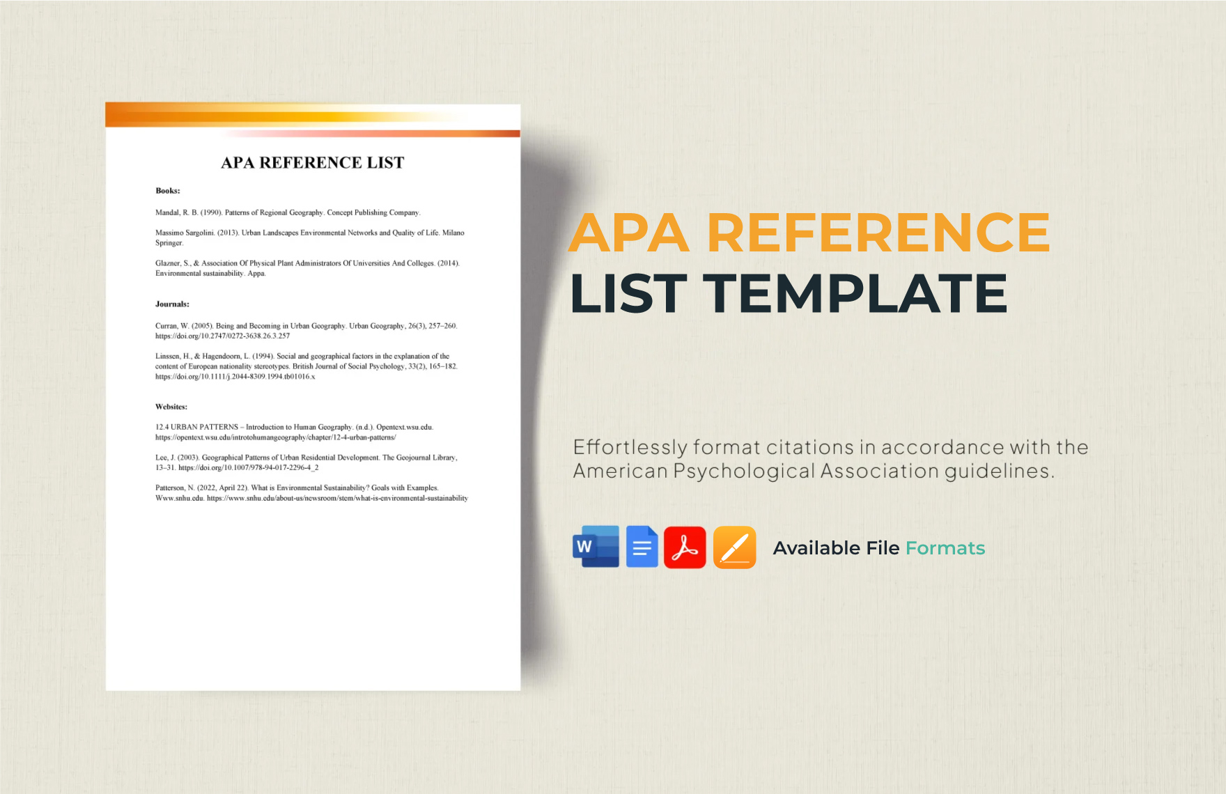 APA Reference List Template in Word, PDF, Google Docs, Pages - Download | Template.net