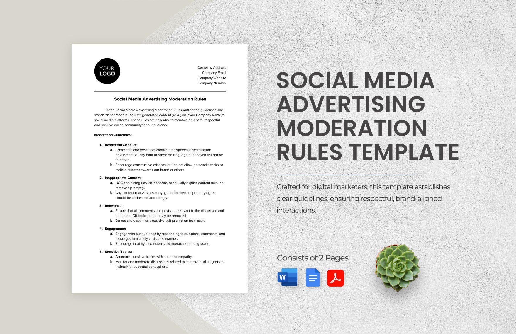 Social Media Advertising Moderation Rules Template in Word, Google Docs, PDF