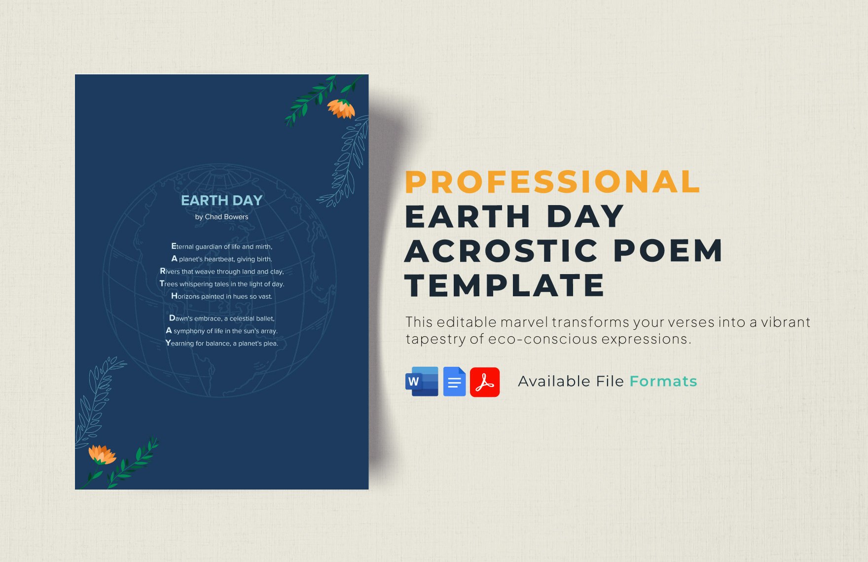 Earth Day Acrostic Poem Template