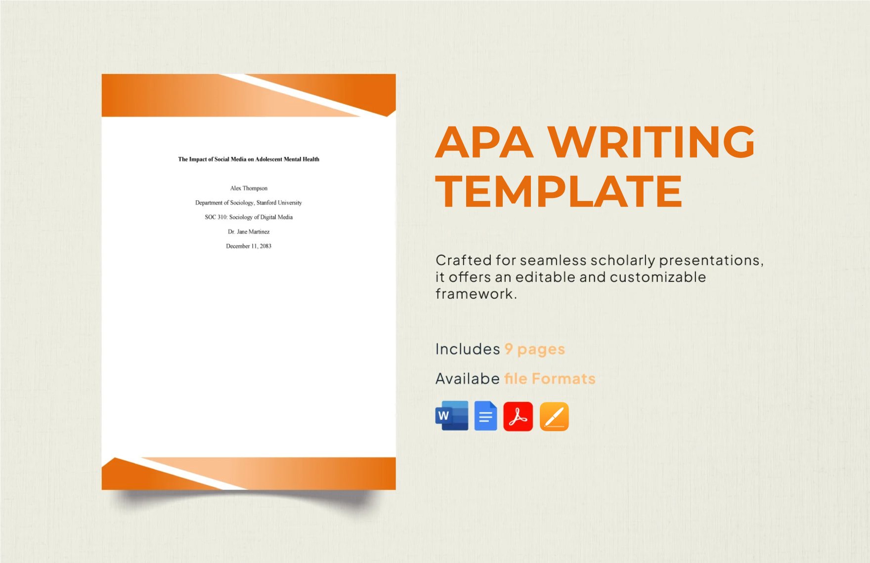 Free APA Writing Template in Word, Google Docs, PDF, Apple Pages