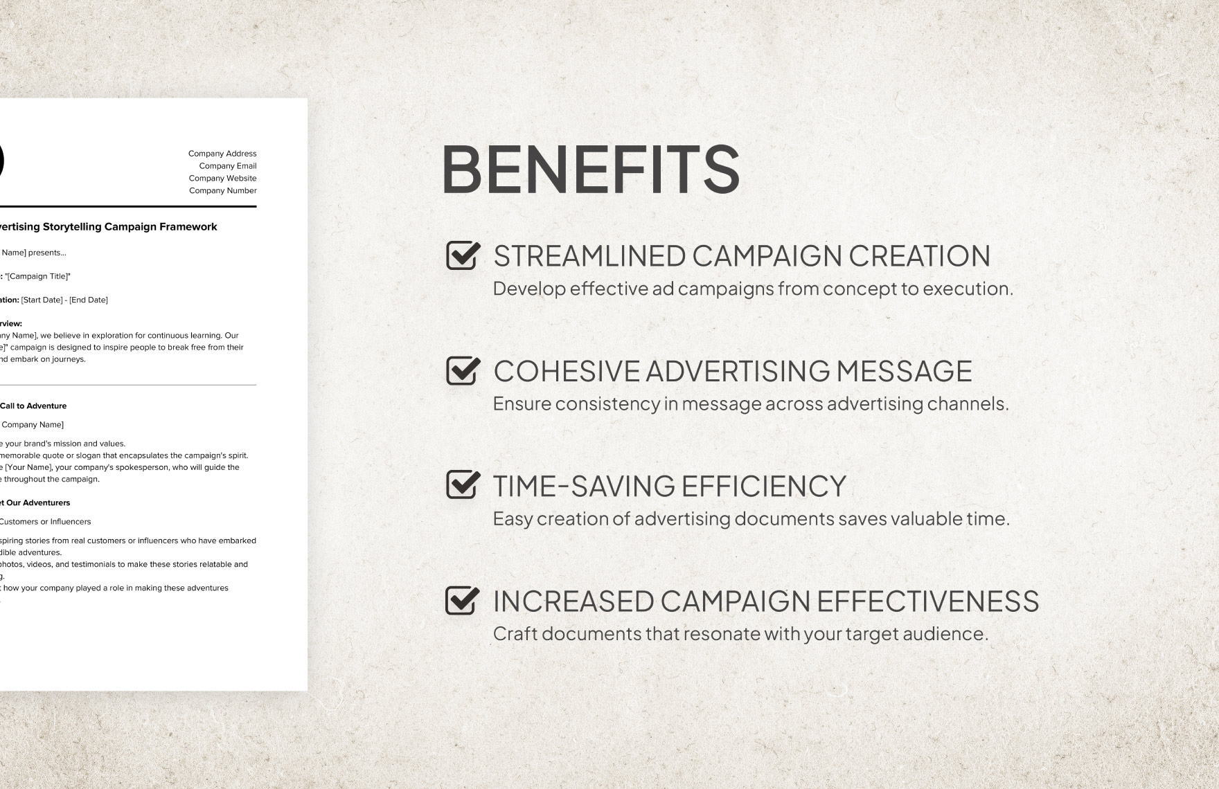 Advertising Storytelling Campaign Framework Template