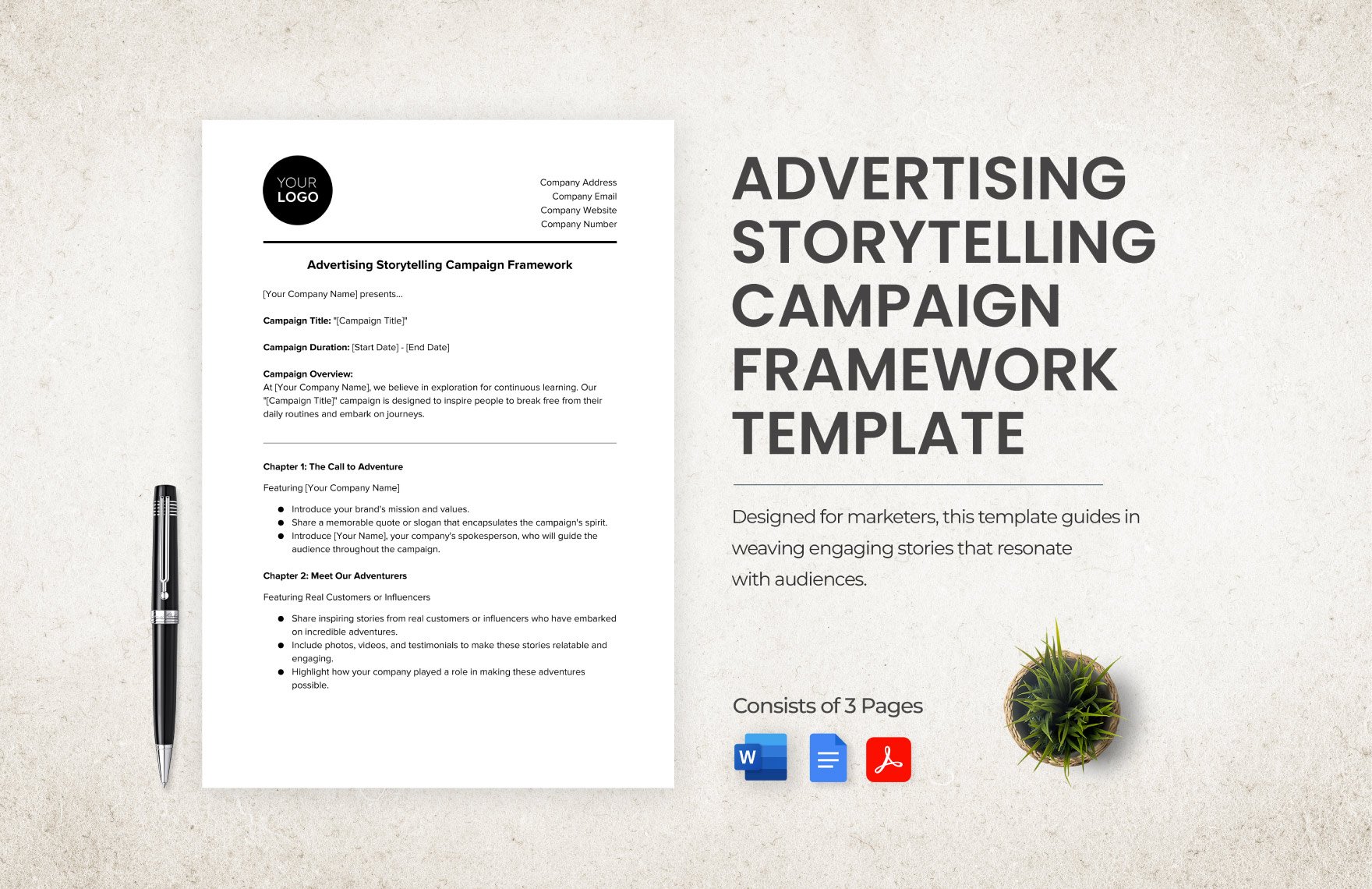Advertising Storytelling Campaign Framework Template in Word, Google Docs, PDF