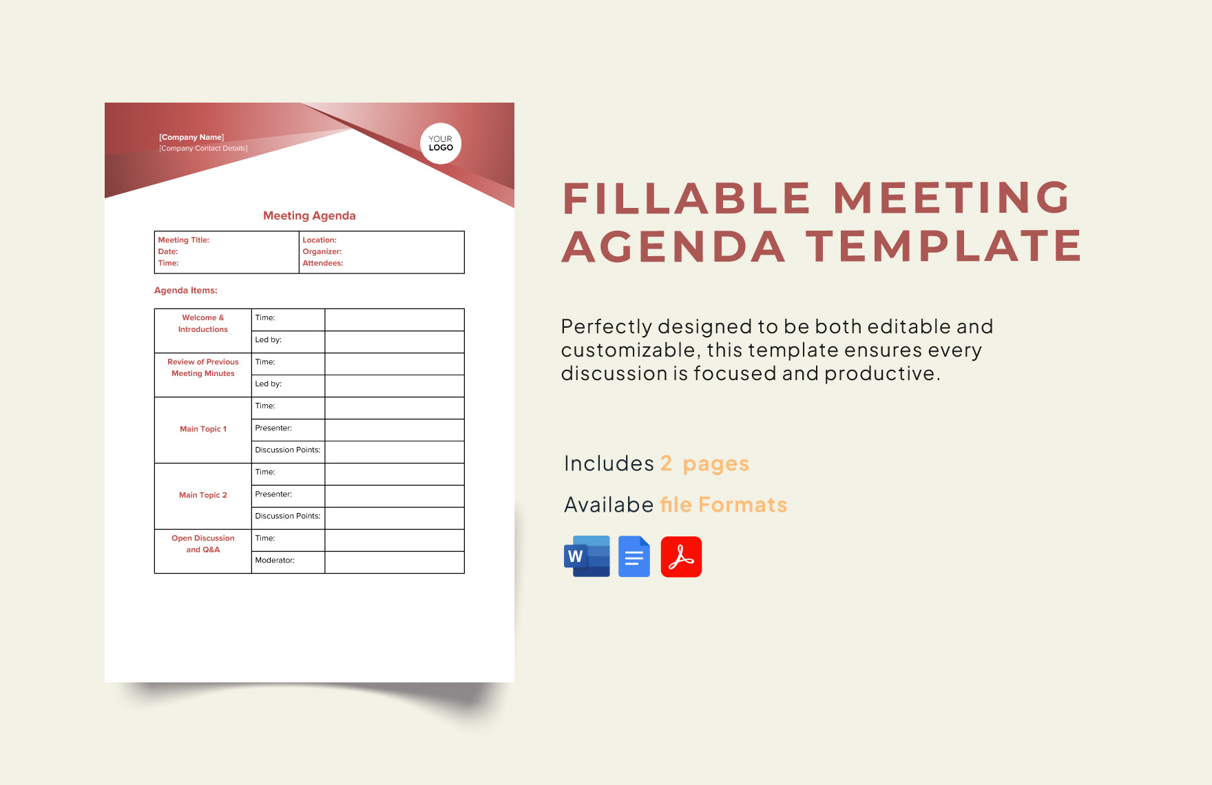 HR Meeting Agenda Template Download in Word Google Docs PDF