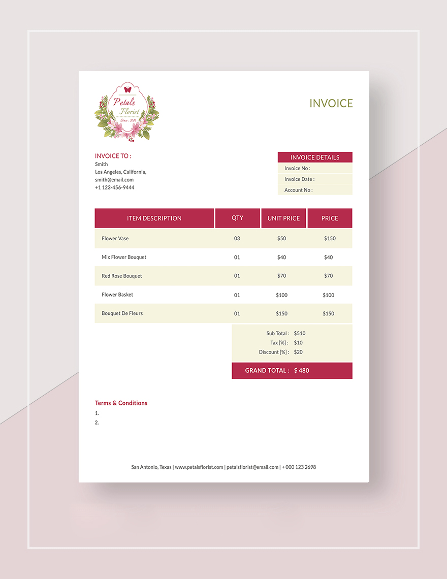 Free Free Printable Flower Shop Invoice Template Google Sheets