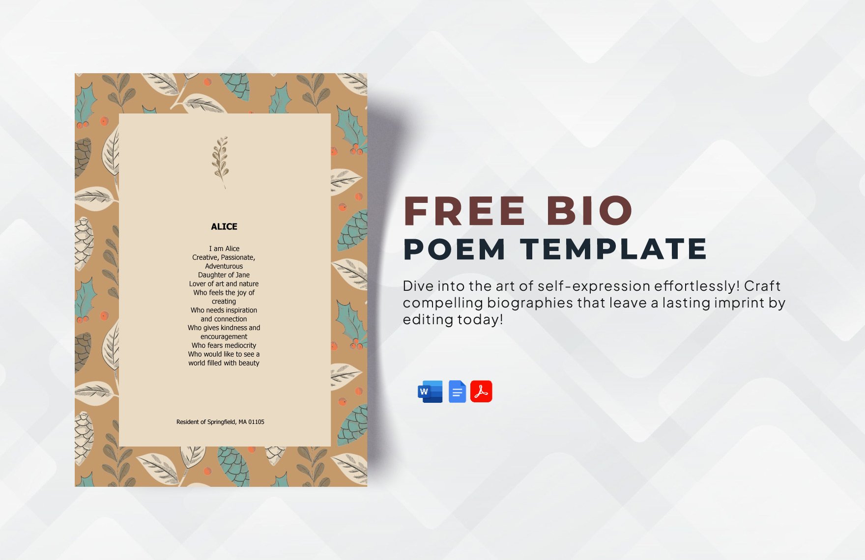Free Bio Poem Template