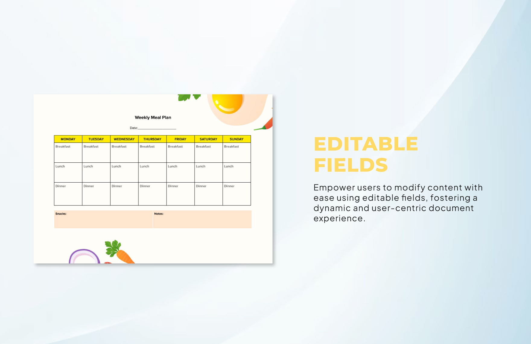 Fillable Meal Plan Template