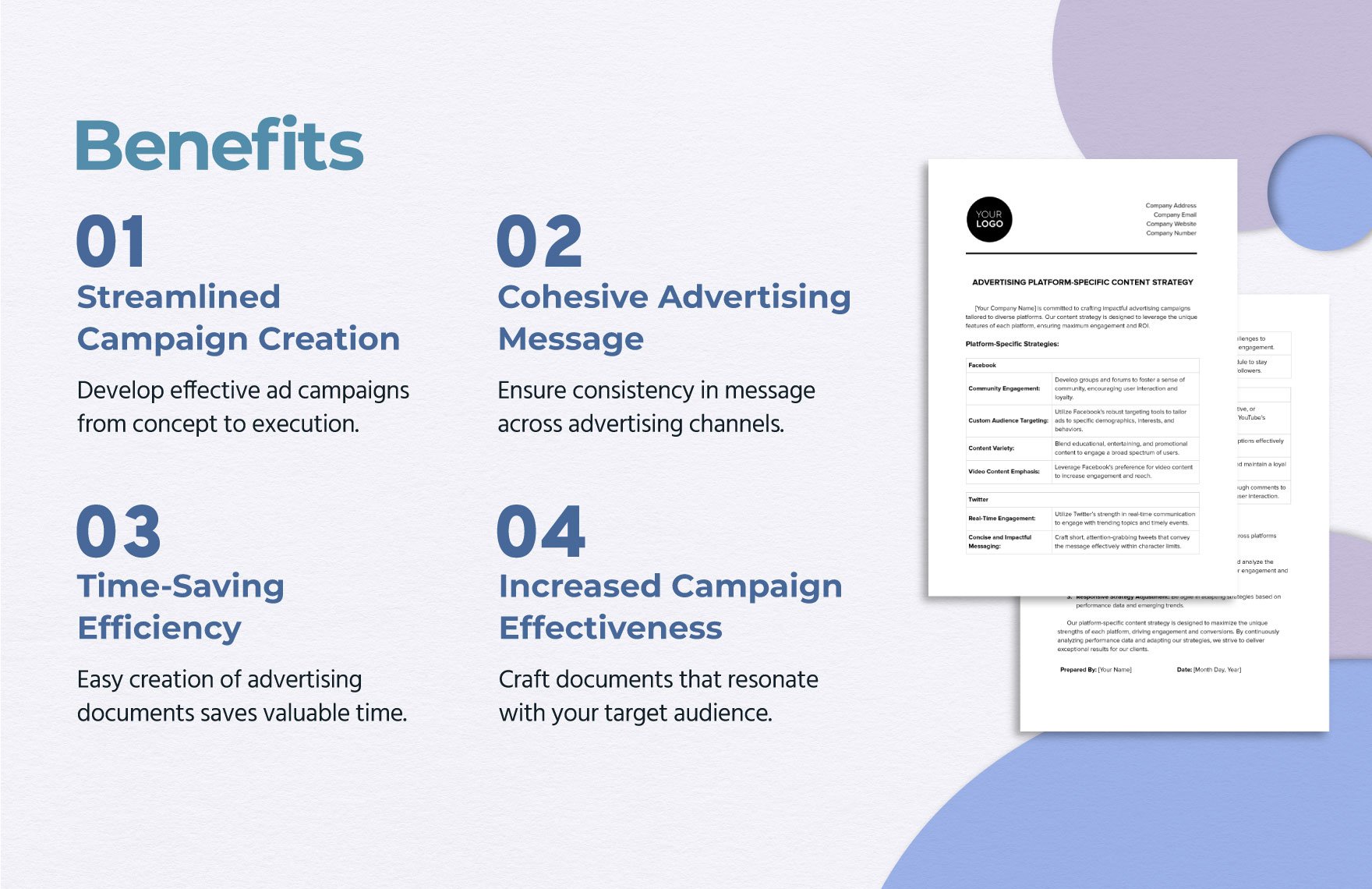 Advertising Platform-Specific Content Strategy Template